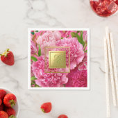 Hübsche rosa und grüne florale Monogramm-Party Serviette (Beispiel)