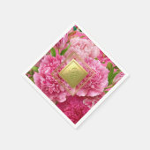 Hübsche rosa und grüne florale Monogramm-Party Serviette (Ecke)