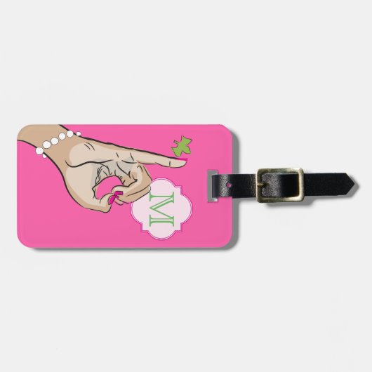 Hübsche rosa und grüne gepäckanhänger (Vorderseite horizontal)