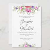 hübsche, rosa und lila Aquarelltupe Einladung (Vorderseite)