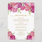 Hübsche Rosa- und Lila Rose Blätter Hochzeiten Menükarte (Vorderseite)