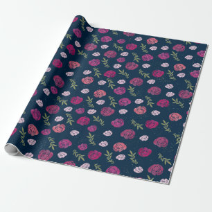 Hübsche rosa und Lila Rose mit Blumenmuster Blätte Geschenkpapier