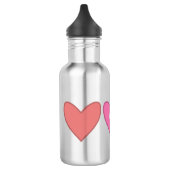 Hübsche rosa und pfirsichfarbene Herzen Edelstahlflasche (Links)