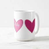 Hübsche rosa und pfirsichfarbene Herzen Kaffeetasse (VorderseiteRechts)