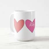 Hübsche rosa und pfirsichfarbene Herzen Kaffeetasse (Vorderseite Links)