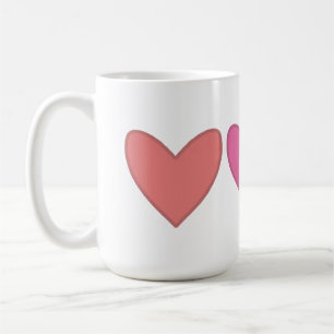Hübsche rosa und pfirsichfarbene Herzen Kaffeetasse