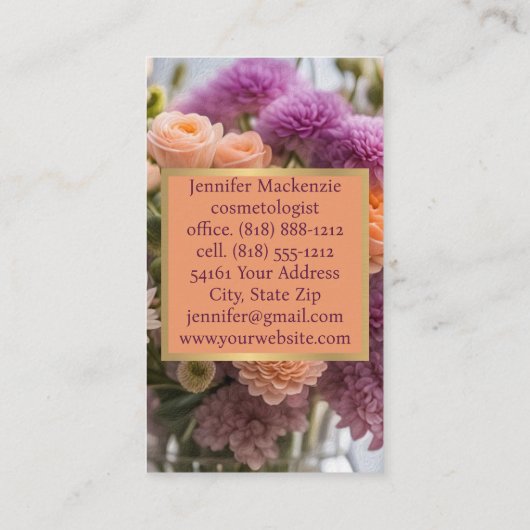 Hübsche rosa und pfirsichfarbene Lila Rose AI Gene Visitenkarte (Rückseite)