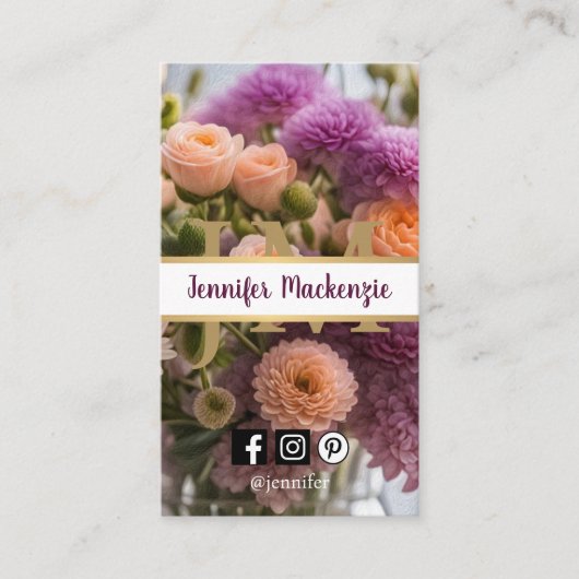 Hübsche rosa und pfirsichfarbene Lila Rose AI Gene Visitenkarte (Vorderseite)