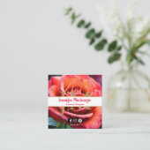 Hübsche, rosa und pfirsichfarbene Rose AI Quadratische Visitenkarte (Stehend Vorderseite)