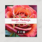 Hübsche, rosa und pfirsichfarbene Rose AI Quadratische Visitenkarte (Vorderseite)