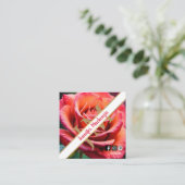 Hübsche, rosa und pfirsichfarbene Rose AI Quadratische Visitenkarte (Stehend Vorderseite)