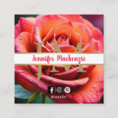 Hübsche, rosa und pfirsichfarbene Rose AI Quadratische Visitenkarte (Vorderseite)