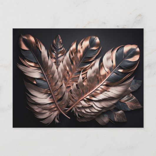Hübsche, rosa und schwarz dekorative Federn Postkarte (Vorderseite)