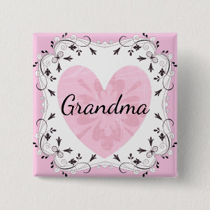 Hübsche Rosa- und Schwarz-Grandma-Babydusche Button