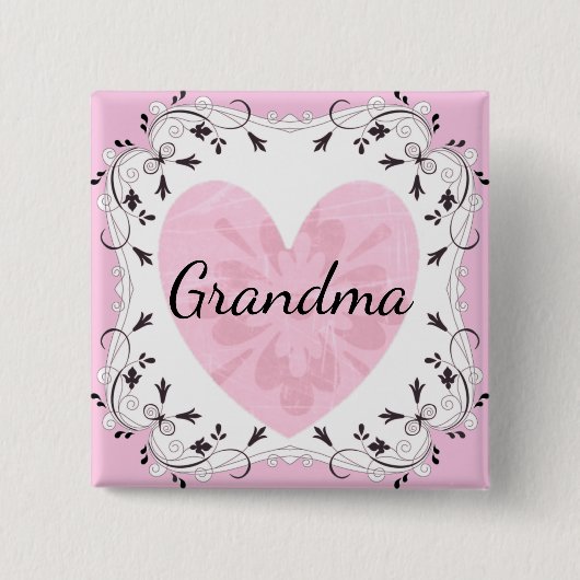 Hübsche Rosa- und Schwarz-Grandma-Babydusche Button (Vorderseite)