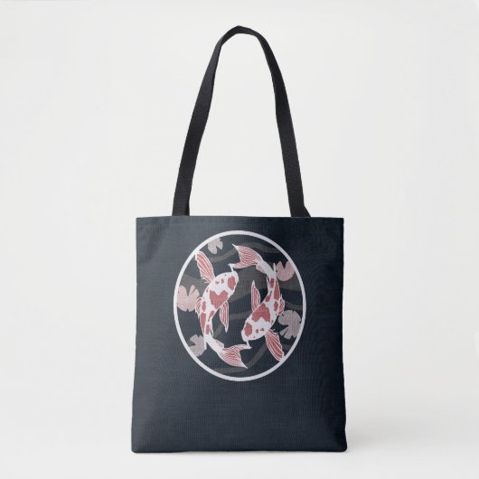 Hübsche Rosa und Schwarz-Koi-Fischteich-Logo Tasche (Vorderseite)