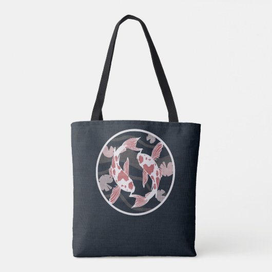 Hübsche Rosa und Schwarz-Koi-Fischteich-Logo Tasche (Rückseite)