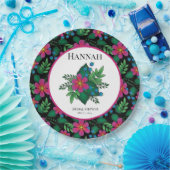 Hübsche, rosa und schwarze Flora Pappteller (Party)