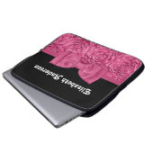 Hübsche Rosa und Schwarze Rose Blumenmotiv Bow Laptopschutzhülle (Vorne Knopf)