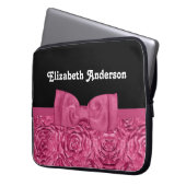 Hübsche Rosa und Schwarze Rose Blumenmotiv Bow Laptopschutzhülle (Vorderseite Links)