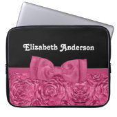 Hübsche Rosa und Schwarze Rose Blumenmotiv Bow Laptopschutzhülle (Vorderseite)