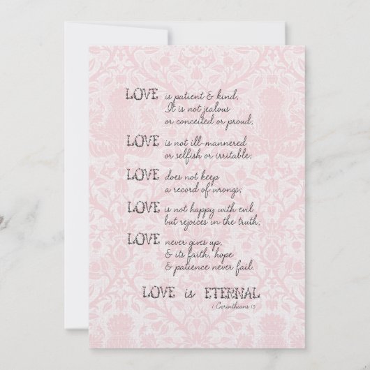 Hübsche Rosa- und WeißDamastenhochzeit Einladung (Rückseite)