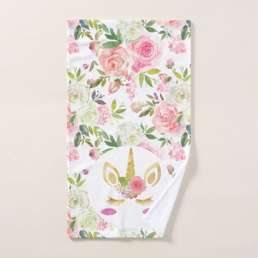 Hübsche Rosa und weiße Blume Regenbogenhaut Badhandtuch Set (Handtuch)