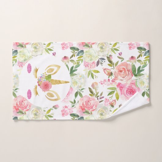 Hübsche Rosa und weiße Blume Regenbogenhaut Badhandtuch Set (Handtuch)