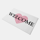 Hübsche, rosa und weiße Herztür Fußmatte (Schrägansicht)