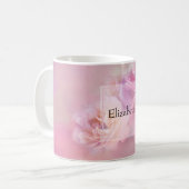 Hübsche rosa und weiße Nelken Fotografie Kaffeetasse (Vorderseite Links)