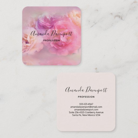 Hübsche rosa und weiße Nelken Fotografie Quadratische Visitenkarte (Vorne/Hinten)