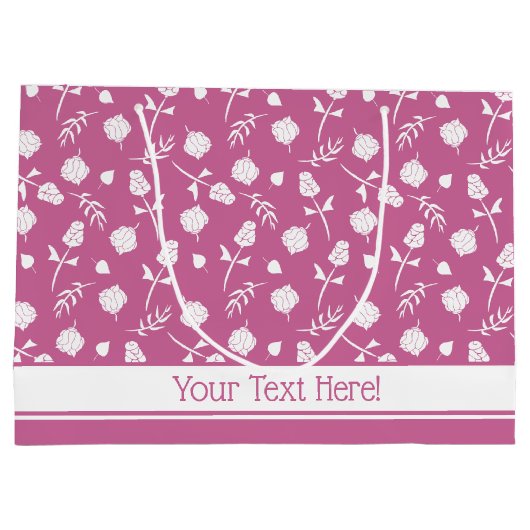 Hübsche Rosa und Weiße Rosen Rosenknospe, Blumendr Große Geschenktüte (Rückseite)