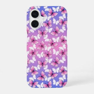 Hübsche rosa und weiße Schmetterlings-Handyhülle iPhone 16 Hülle