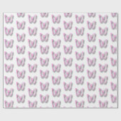 Hübsche Rosa und Weiße Schmetterlingswrap Geschenkpapier (Flach)