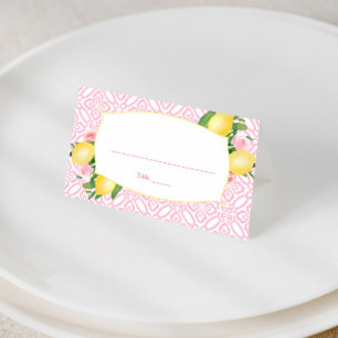 Hübsche rosa und weiße Zitronen-Baby-Party für Mäd Platzkarte