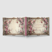 Hübsche rosa Wasserfarben Blumen elegante Gold Rah Gästebuch (Voll)