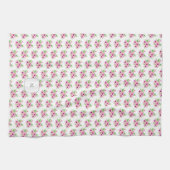 Hübsche rosa Wasserfarben-Blumen monogrammiert Geschirrtuch (Horizontal)