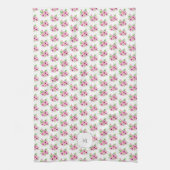 Hübsche rosa Wasserfarben-Blumen monogrammiert Geschirrtuch (Vertikal)