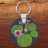 Hübsche Rosa Wasserlilie und Libelle Schlüsselanhänger (Vorderseite)