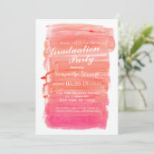 Hübsche rosa Watercolor-Abschluss-Party Einladung (Stehend Vorderseite)