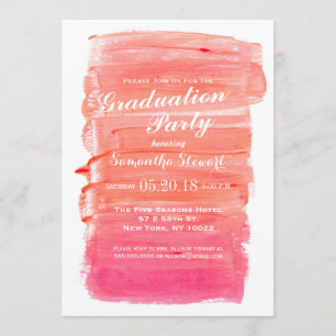 Hübsche rosa Watercolor-Abschluss-Party Einladung