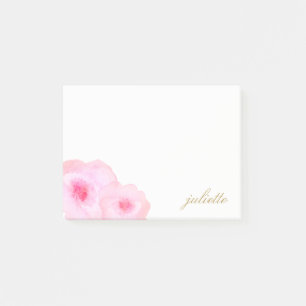 Hübsche rosa Watercolor-Blumen personalisiert Post-it Klebezettel