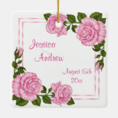 Hübsche rosa Wedding Eckblumensträuße Keramikornament (Rückseite)