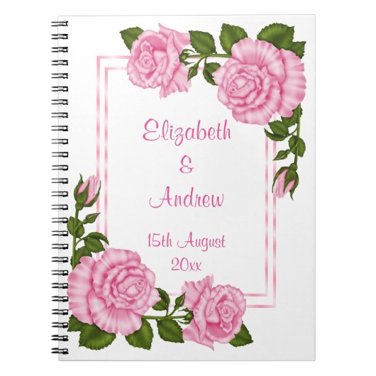 Hübsche rosa Wedding Eckblumensträuße Notizblock (Vorderseite)