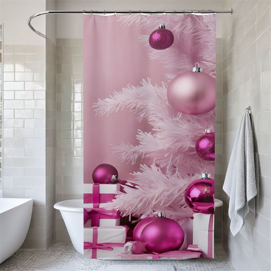 Hübsche, rosa Weihnachtsbäume Hintergrund Duschvorhang
