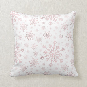 Hübsche Rosa Weihnachtsschneeflocken im Winter We Kissen
