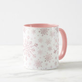 Hübsche Rosa Weihnachtsschneeflocken im Winter Wei Tasse (VorderseiteRechts)