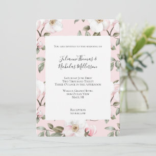 Hübsche Rosa-Weiße Blume Hochzeit Einladung