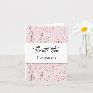 Hübsche rosa weiße Blumen Danke   Karte