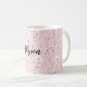 Hübsche rosa weiße Blumen Kaffeetasse (VorderseiteRechts)